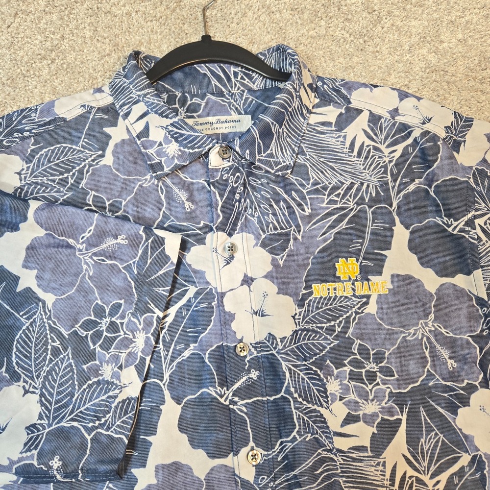 Tommy Bahama shirt Mens Large Notre Dame Irish The coconut point floral coolmax